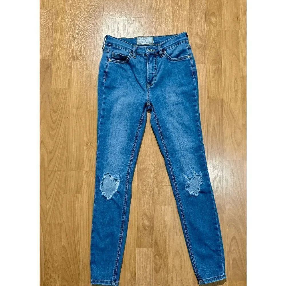 Free People Women’s Ankle Distressed Busted Knee Denim Jeans Blue